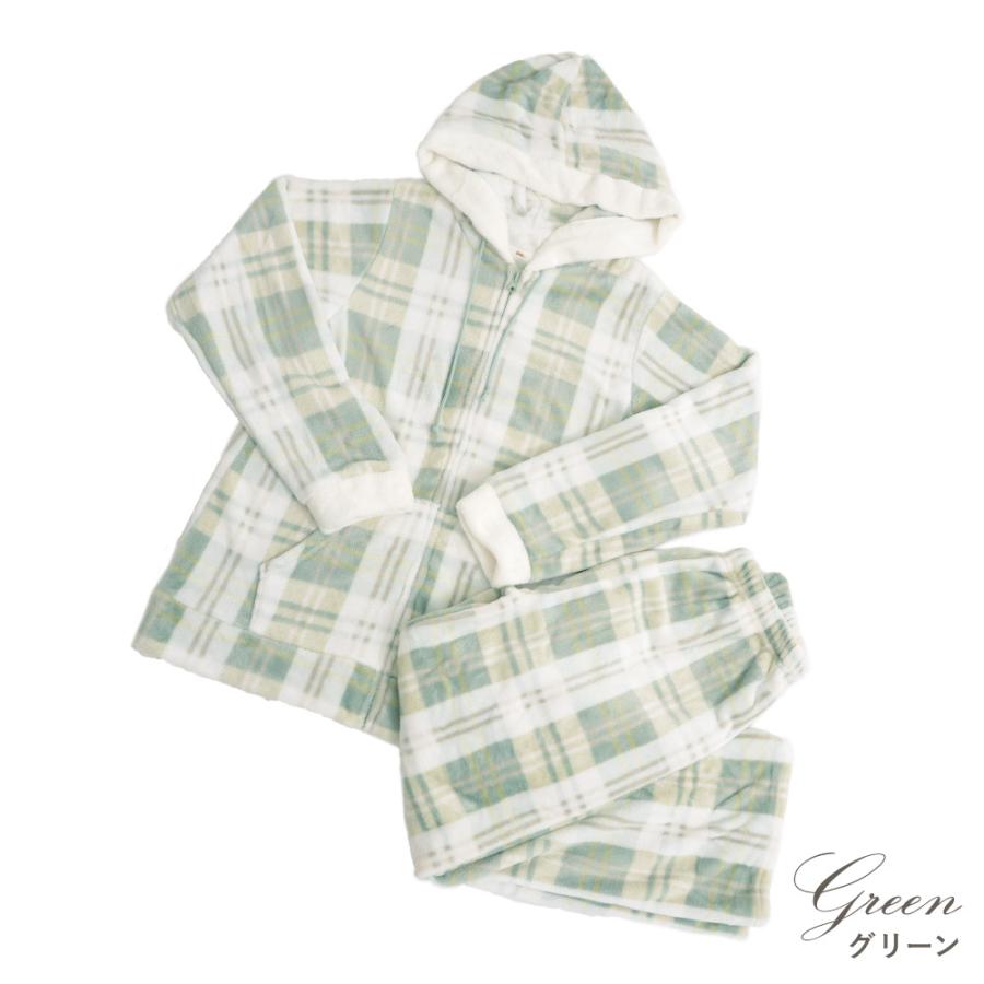 パジャマ レディース 前開き ルームウェア 羽織 入院 パーカー 冬 セットアップ 上下 長袖 ズボン 秋 暖かい ゆったり チェック柄 ピンク 白 グレー 2025年 | Dita | 13