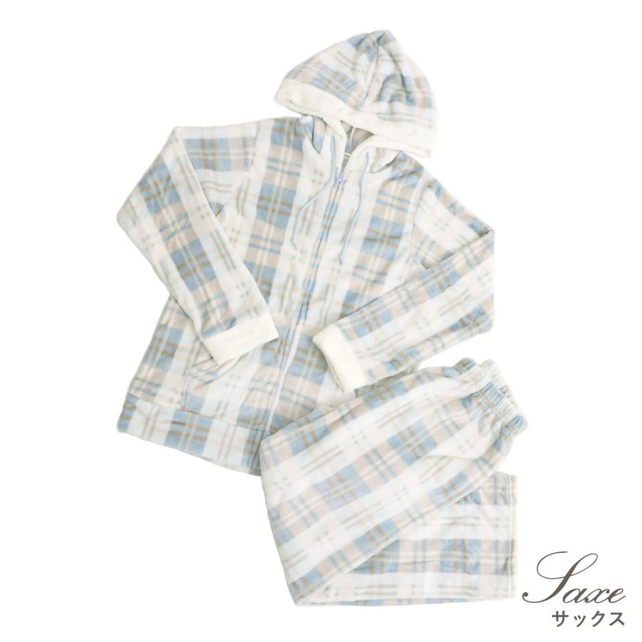 パジャマ レディース 前開き ルームウェア 羽織 入院 パーカー 冬 セットアップ 上下 長袖 ズボン 秋 暖かい ゆったり チェック柄 ピンク 白 グレー 2025年 | Dita | 07