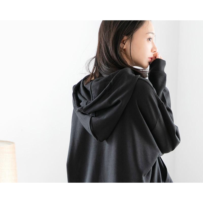 ジャージ レディース 上 ルームウェア 冬 長袖 前開き パーカー パジャマ 部屋着 薄手 ランニング トップスのみ 秋 春 黒 2025年 | Dita | 09