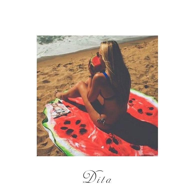 送料無料Dita(ディータ)ビーチマット(すいか)(小物)ビーチ ラウンド ヨガマット 海 プール インスタ(ゆうパケット0) | 