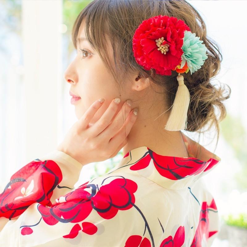Dita 浴衣 髪飾り 子供 花 20代 30代 40代 50代 クリップ 白 青