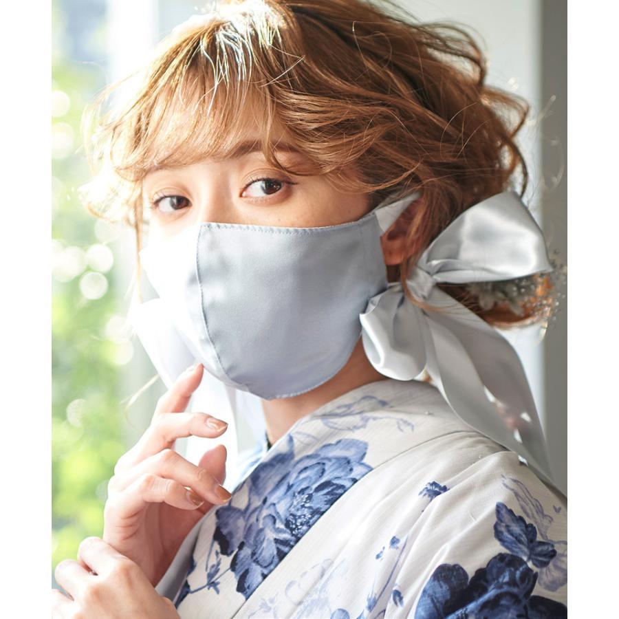 マスク 冷感 おしゃれ 日本製 レディース 洗える 布 夏用 立体 黒 リボン サテン【ゆうパケット】 | Dita | 11