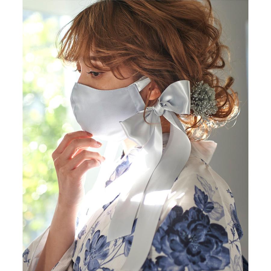 マスク 冷感 おしゃれ 日本製 レディース 洗える 布 夏用 立体 黒 リボン サテン【ゆうパケット】 | Dita | 12