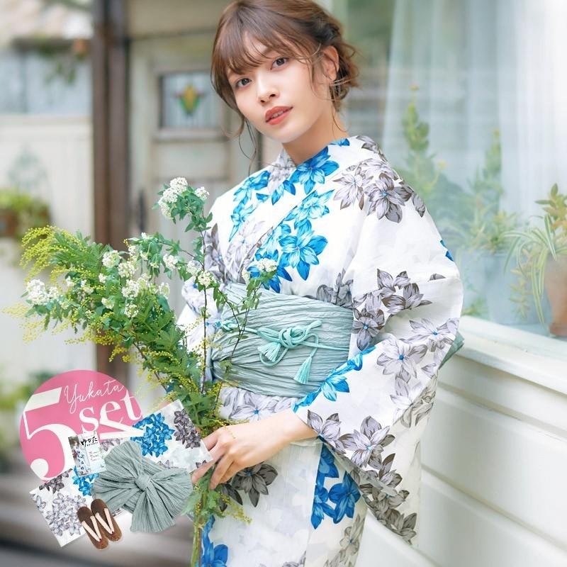 浴衣 セット レディース 大人 ゆかた しわ兵児帯 下駄 着付け本 腰ひも 白 ブルー 紫陽花 可愛い おしゃれ 古典 21年 Dl Wako12 浴衣 水着通販dita 通販 Yahoo ショッピング