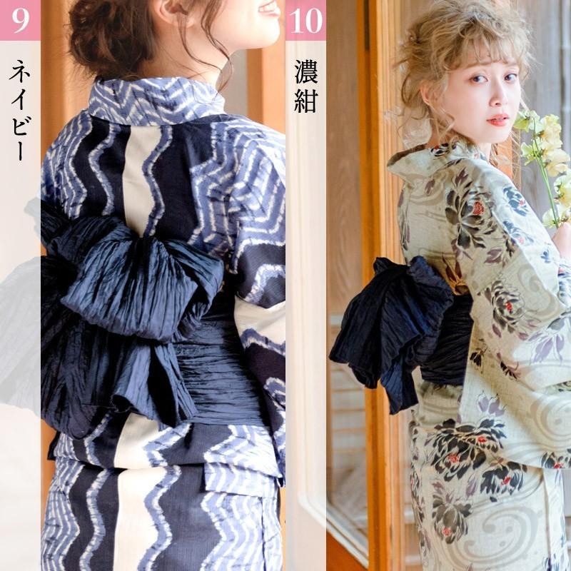 浴衣帯 長尺 兵児帯 レディース リバーシブル 黒 帯だけ くすみ ニュアンスカラー しわ プリーツ 白 青 紺 紫 緑 大人 10代 20代 30代 2025年 | Dita | 27
