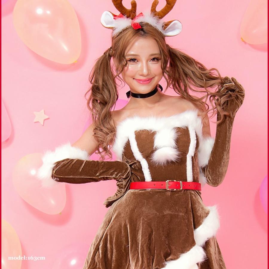 レディース サンタ Malymoon(マリームーン)トナカイ 6点セット(ワンピース・グローブ・ソックス・カチューシャ・ベルト・首飾り) |  | 01