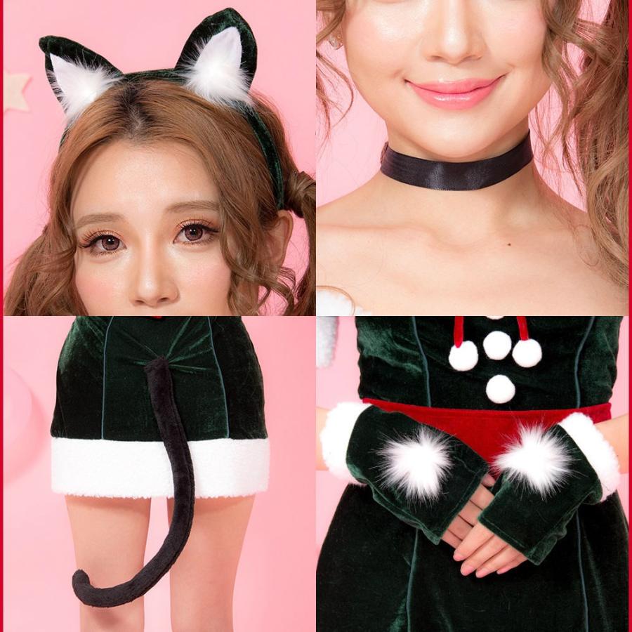 レディース サンタ Malymoon(マリームーン)小悪魔キャットサンタ 7点セット(ワンピース・ネコ耳カチューシャ・ベルト・リボン・グローブ・しっぽ・首飾り) |  | 07