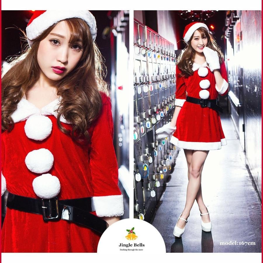 サンタ コスプレ レディース costume(コスチューム) ポンポンサンタワンピース/全1色 4点セット(ワンピース、ベルト、帽子、手袋) xmas 赤 白 雪 かわいい |  | 02