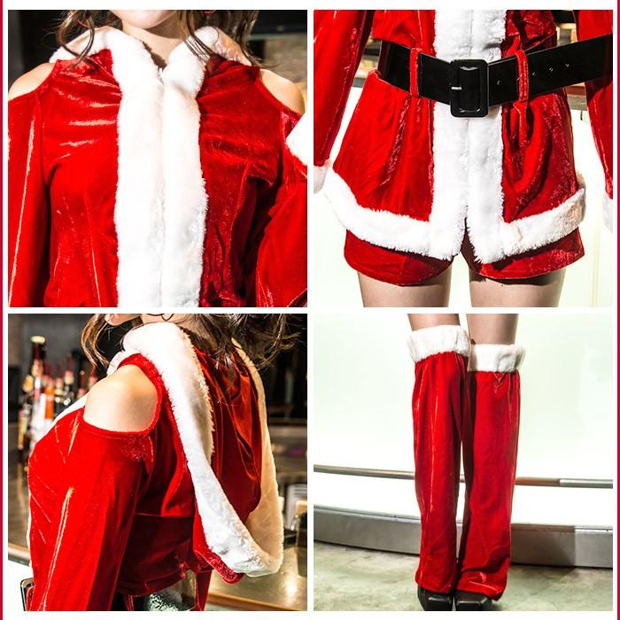 サンタ コスプレ 衣装costume(コスチューム)レッグウォーマー付 ジャケット&パンツ4点セット(ジャケット,SHパンツ,ベルト,レッグw)全1色(BL) |  | 05
