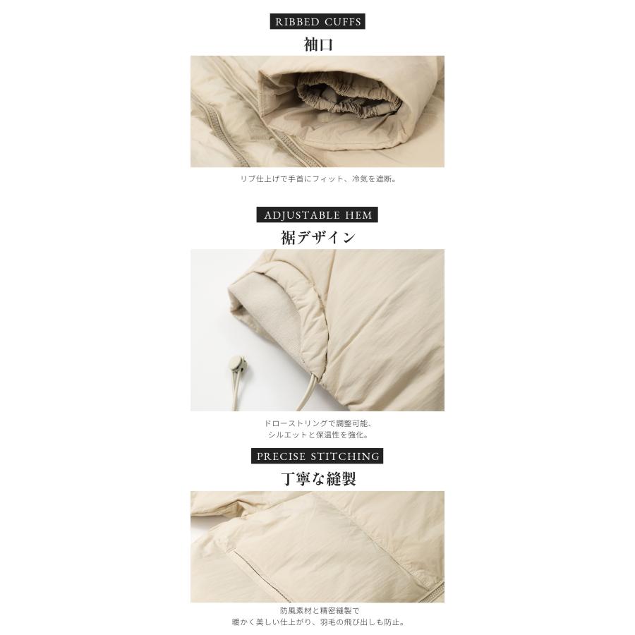 F-Daylight ダウンジャケット ダウン90％ 腹が目立たない レディース 冬 ダウンジャケット アウター 前開き 厚手 暖かい 防寒 撥水 カジュアル 無地 | FーDaylight | 17