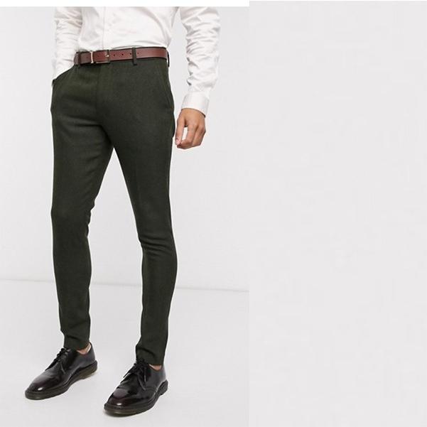Asos Designウェディング カーキ ヘリン ボーン スーパー スキニー ウール ミックス スーツ パンツ 代 30代 40代 ファッション コーディネート小さいサイズか Sagaretxe Net
