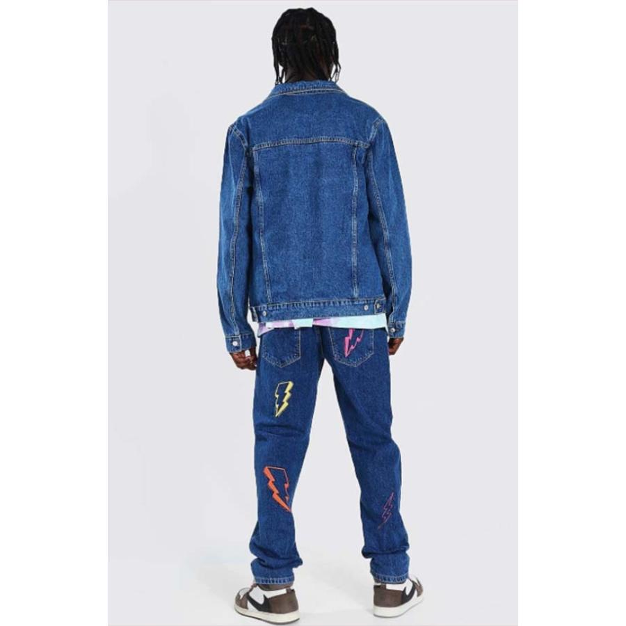 新着 ジーンズ デニム プリント イナズマ Boohoo ブーフー Boohoo 京都のセレクトショップdiva パンツ オシャレ ファッション メンズ 大きいサイズあり 小さいサイズ インポートブランド ボトムス パンツ