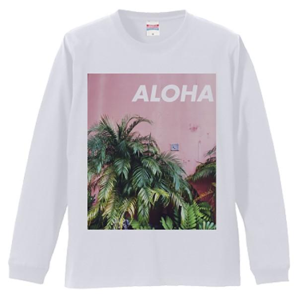 フォトt フォトプリント ALOHA プリントロンT Ｔシャツ ブラック ホワイト メンズ長袖 T-shirts ロンT｜diva-dress｜02