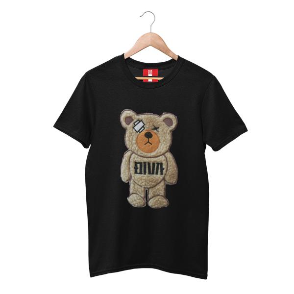 クマ もこもこ ぷくぷく ふわふわ ワッペン刺繍Tシャツ 3D刺繍 Tシャツ