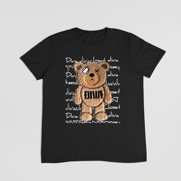 もこもこ くま 刺繍Tシャツ 3D刺繍 Tシャツ Tシャツクマ【DIVA