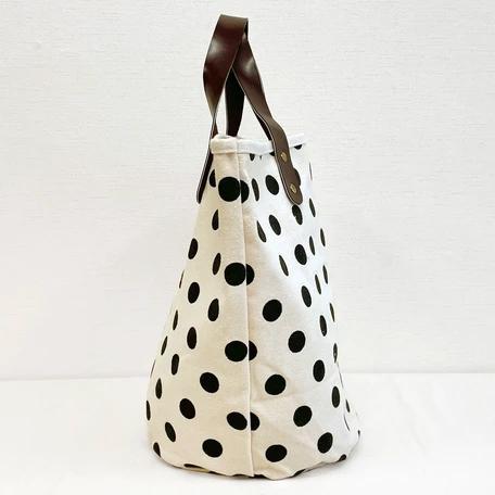 もこもこ 3D刺繍 くま クマ ドット柄 キャンバストートバッグ ランチ