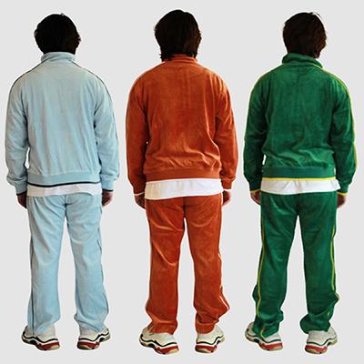 ベロア サイドライン ストライプ ジップアップ 刺繍 セットアップ上下