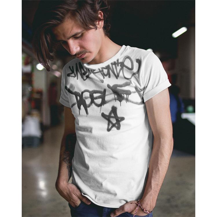 レビューを書けば送料当店負担 プリントt 落書き 文字 グラフィックデザイン プリントtシャツ ブラック ホワイト 半袖 T Shirts コットン シャツ 黒 男性 オシャレ Divaオリジナル Tdgsm Ru