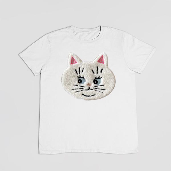 もこもこ 猫 ネコ キャット ぶすネコ ワッペン刺繍 プリント T もこもこ 猫 ネコ キャット ぶすネコ ワッペン刺繍 プリント T