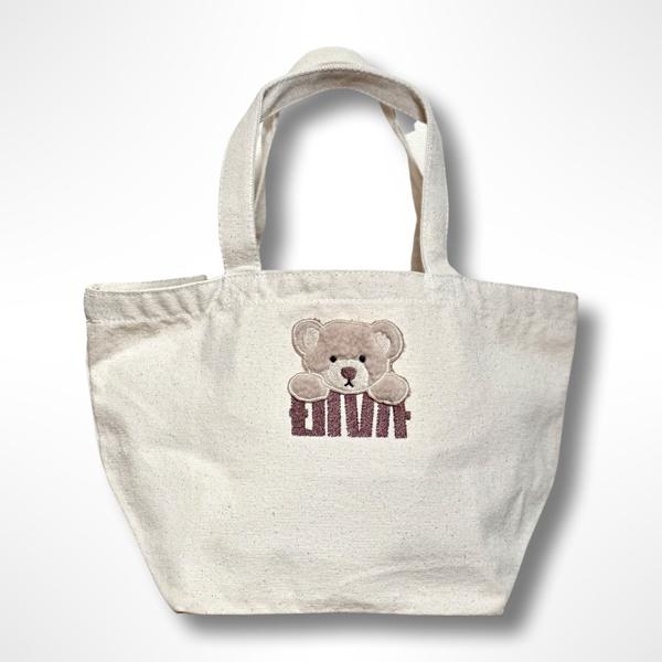 テディベア 名入れ キャンバス ランチバッグ ポータブル マチ広 デリバッグ エコバッグ デリバッグ エコバッグ 【DIVAオリジナル