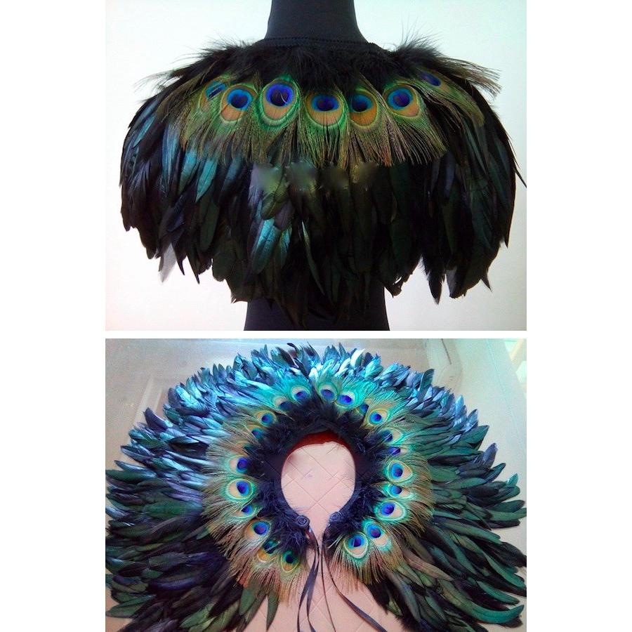 フェザー 羽 孔雀 ベスト ジレ マント ケープ ポンチョ ケープコート