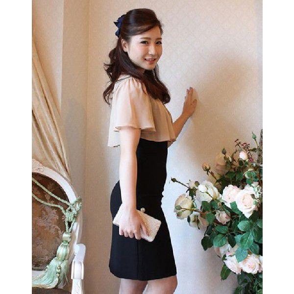 パーティードレス 結婚式 30代 大きいサイズ 二次会 半袖ケープ風 バイカラー ワンピース Dvjol036 1 セレクトショップdiva 通販 Yahoo ショッピング