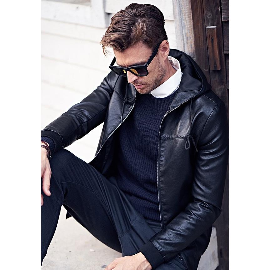 Diiva フェイクレザージャケット ブラック バイカージャケット メンズ