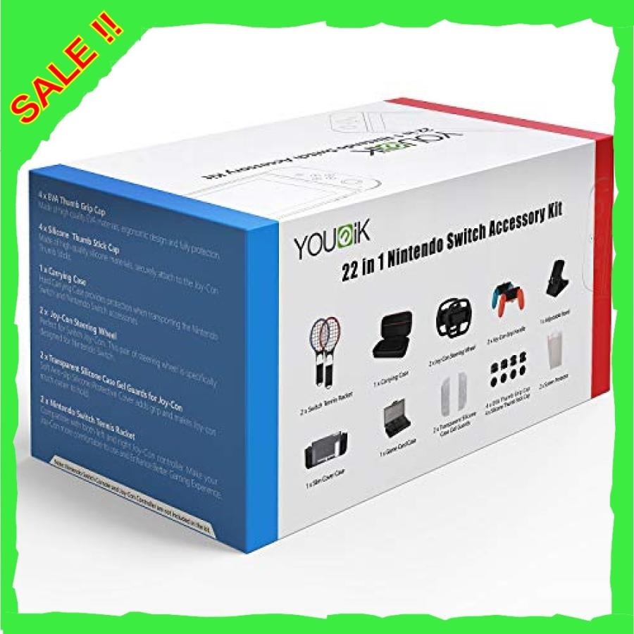 Nintendo Switch 保護セットyounik 22in1 アクセサリーセット ゲームセット 専用ケーススタンド保護カバーテニスラケ Sagaretxe Net