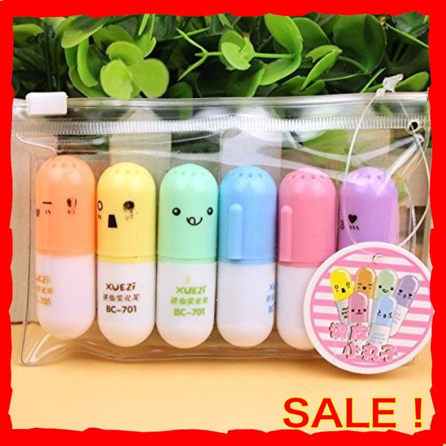 Vanvene ６個セット ミニピル型ハイライトペン ライティング 可愛い顔 落書き マーカー ペン 韓国製 文房具 学校 Lcg Diva本店 通販 Yahoo ショッピング