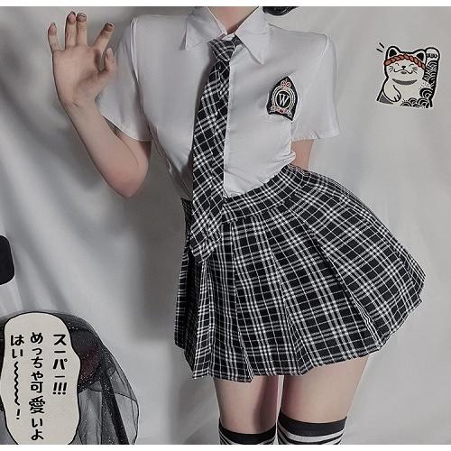 セーラー服 学生服 ベビードール 制服 衣装 女子高生 チェック柄 jk セーラー アニメ コスチューム 可愛い 仮装　コスプレ セクシー |  | 04