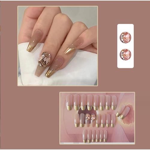 ネイルチップ　付け爪　ゴールド　フレンチ　大きい　ビジュー　バレリーナ　ギャル　ラインストーン　目立つ　可愛い |  | 02