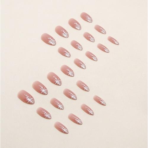 スノーフレーク ネイルアート グリッター パウダー フレンチ クリスマス 新年スタイル ピンク　雪の結晶　冬ネイル　ネイルチップ　付け爪 |  | 03