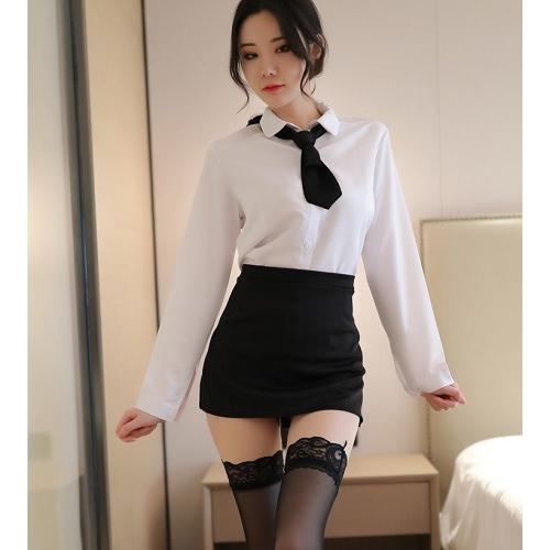 秘書 女教師 コスプレ セクシー OL ハロウィン レディース ストッキング付き 女性 4点セット |  | 04