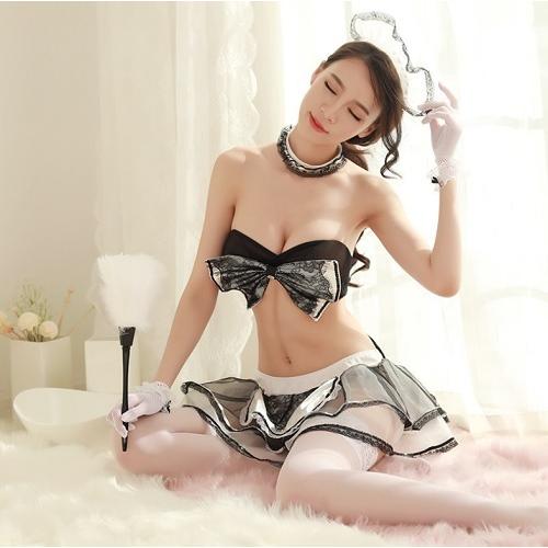 メイド服 セクシー コスプレ ベビードール セクシーランジェリー 可愛い ブラジャー ミニスカート セット |  | 06