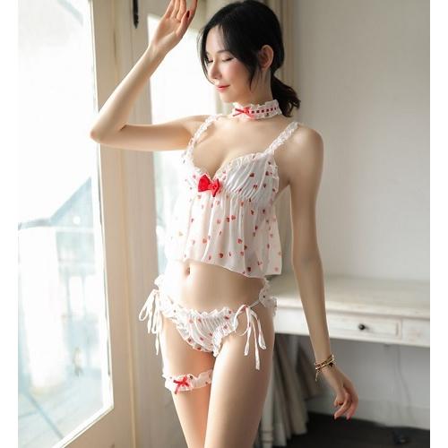 いちご の ランジェリー いちごのパンツ ひもパン セクシー セット 制服 コスプレ かわいい ベビードール パンツ |  | 01