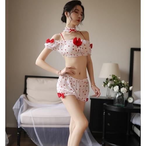 セクシーコスプレ いちご 可愛い パジャマ レディース スイート ランジェリー ナイトウェア オフショルダー |  | 01