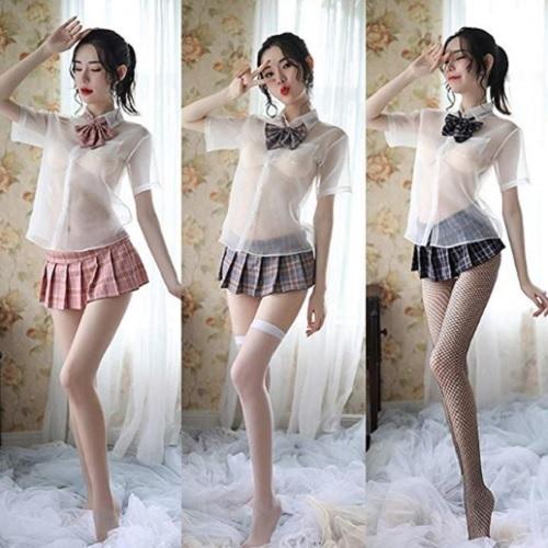 コスプレ セーラー服 シースルー 女子制服 可愛い コスプレ コスチューム セクシー フリーサイズ 4点セート 半袖トップス・ミニスカート |  | 01