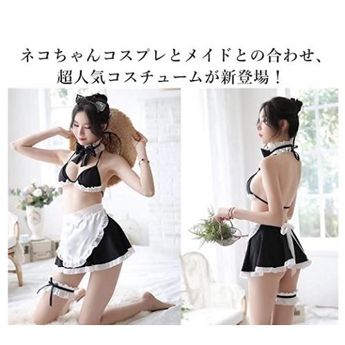 ハロウィン 猫様メイド コスプレ セクシー ランジェリー ネコちゃん メイド服 cosplay　7点セット 猫耳付き コスプレ衣装 |  | 02