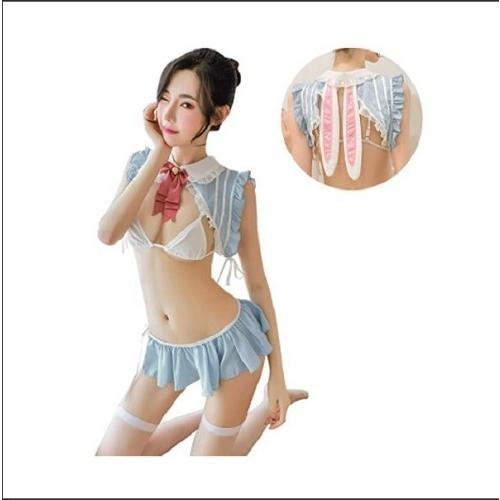 コスプレ バニーガール うさぎ耳 可愛い セーラー服 セクシー 制服 レディース 女子高生 ブラジャー ミニスカート Tバック付き 4点セット | 