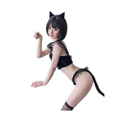 ハロウィン猫コスプレ ランジェリー ベビードール キャット セクシー コスプレ コスチューム 衣装 下着　クリスマス | 