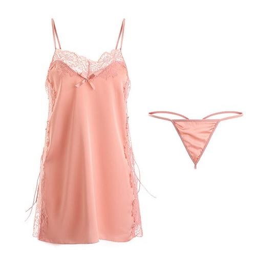 【D-C10140】ベビードール　ランジェリー レディース ハーフスリップ 下着 女性 レース柄 可愛い レーススリップ ネグリジェ ナイトウェア シースルー |  | 05