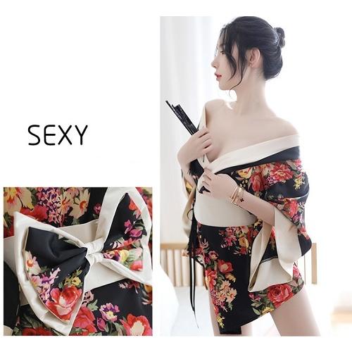 セクシー コスプレ 花魁 和服 着物 ランジェリー  女性 和風  コスチューム ベビドール  ナイトウェア ガウン、リボンベルト、Ｔパックの3点セット |  | 01