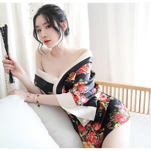 セクシー コスプレ 花魁 和服 着物 ランジェリー  女性 和風  コスチューム ベビドール  ナイトウェア ガウン、リボンベルト、Ｔパックの3点セット |  | 02