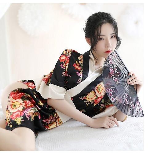 セクシー コスプレ 花魁 和服 着物 ランジェリー  女性 和風  コスチューム ベビドール  ナイトウェア ガウン、リボンベルト、Ｔパックの3点セット |  | 03