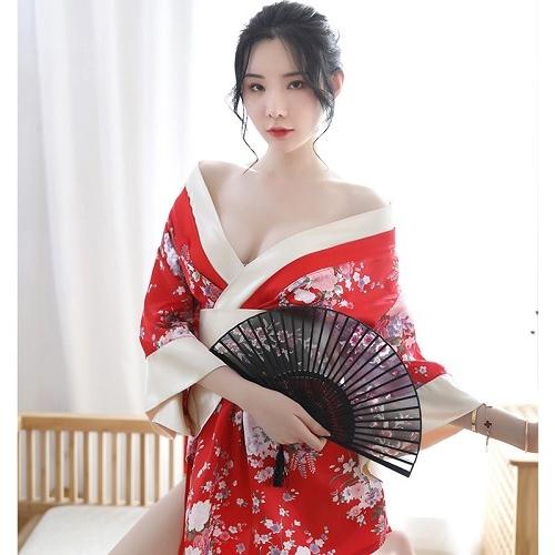 セクシー コスプレ 花魁 和服 着物 ランジェリー  女性 和風  コスチューム ベビドール  ナイトウェア ガウン、リボンベルト、Ｔパックの3点セット |  | 06