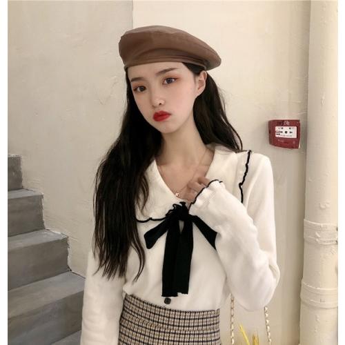 大きなリボン付き　長袖　トップス　襟付き　フリル　可愛い　３色展開　レディース　春ファッション |  | 04