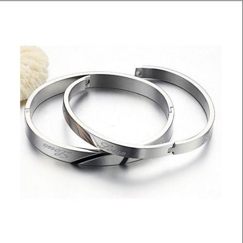 【D-J0004】ペアバングル 刻印入り「Real Love」 ステンレス シルバー ペア プレゼント　記念日　カップル |  | 01