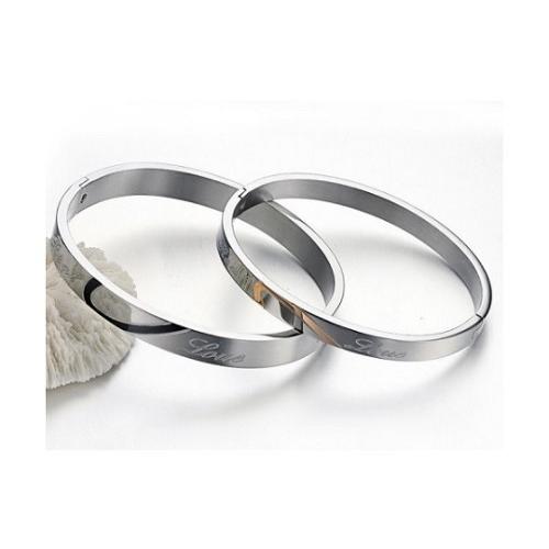 【D-J0004】ペアバングル 刻印入り「Real Love」 ステンレス シルバー ペア プレゼント　記念日　カップル |  | 02