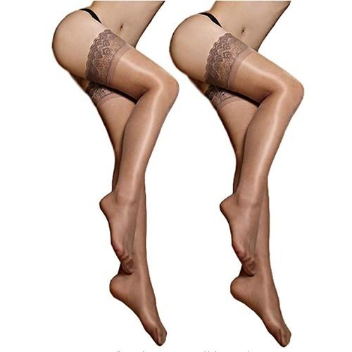 ガーターストッキング 光沢 【２足セット】ふともも丈 シリコン ストッパー付き 15デニール |  | 02