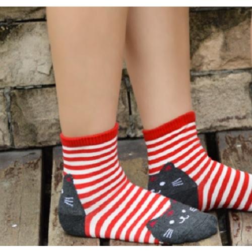 猫柄 レディースソックス かわいい 靴下 カラフル ファッション 靴下セット ガールズ 6足セット カジュアルな レディース靴下 ボーダー柄 (6足組) |  | 02